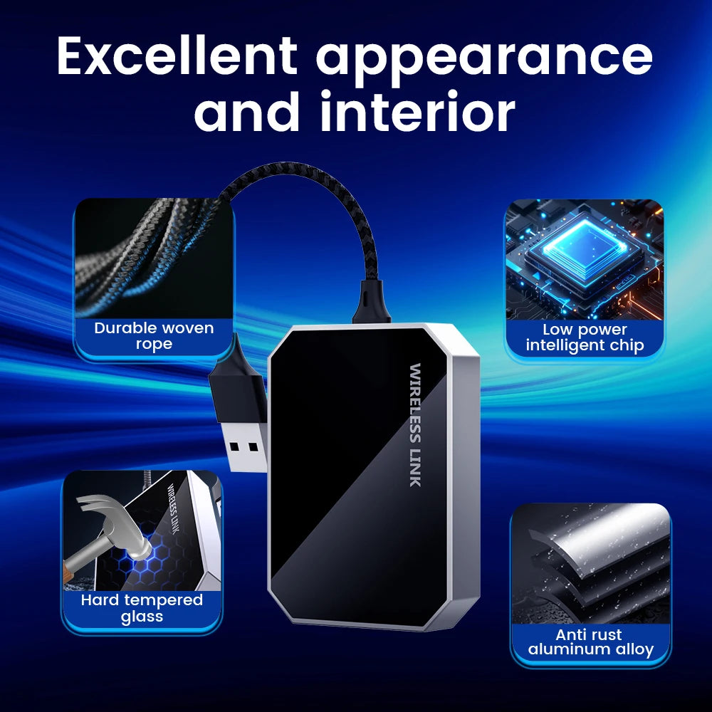 HEYINCAR Carbitlink Wired to Wireless Android Auto Box Wireless CarPlay Adapter 2 in 1 Smart Car Ai Box Auto Connect Plug & Play