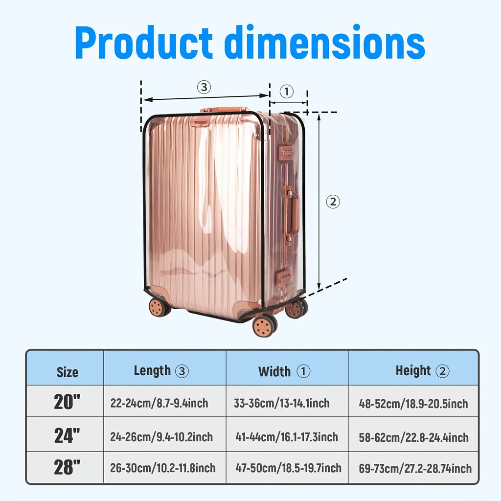 1Pc Transparent PVC Luggage Cover Protector - Universal Dustproof Scratch Resistant Suitcase Protector for 20-28in Travel Bags