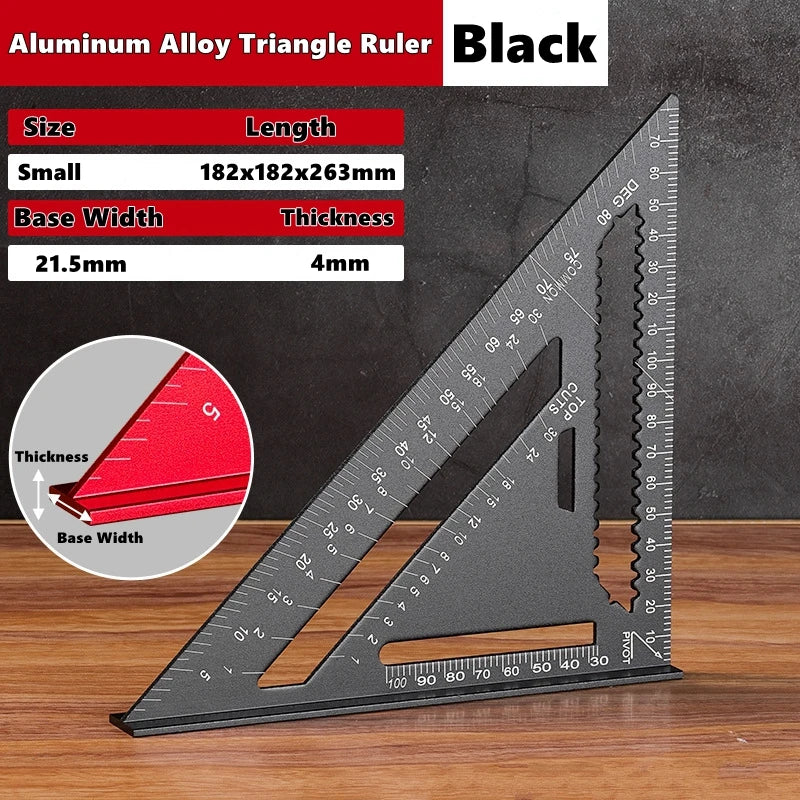 Woodworking Aluminum Alloy Triangle Gauges Multi-function Measuring Gauging Tools Marker Angle Ruler 7/12inch Metric and Imperia