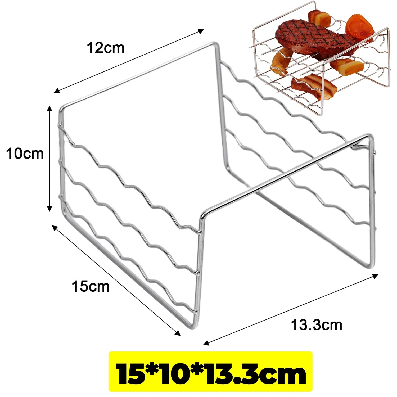 Stainless Steel Roasting Rack Air Fryer Special Grill BBQ Hanging Skewers Rack Reusable Baking Stick Needle Kebab Cooking Tools