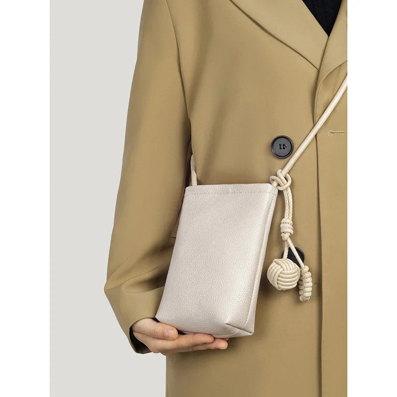 Genuine leather phone bag, versatile crossbody small bag, shoulder bag, simple and stylish phone bag for women,fresh and elegant