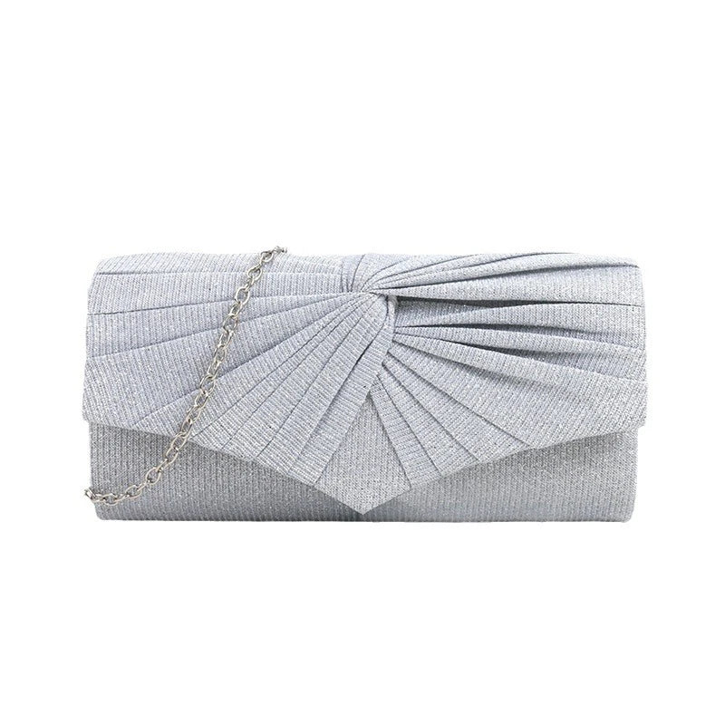 Crossbody Dinner Bag, Pleated and Patterned Women's Bag, Solid-color Clutch Clutch, Chain Evening Makeup Bag
