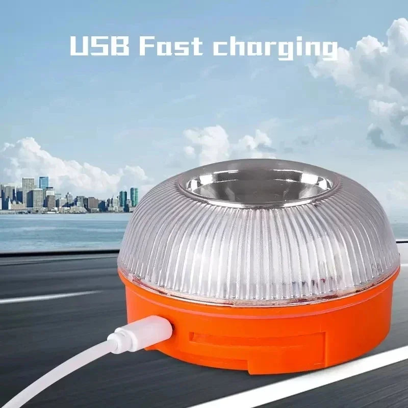 V16 USB Rechargeable Car Emergency Beacon Light – Magnetic Induction Strobe Warning Light for Safety Signal Flashing