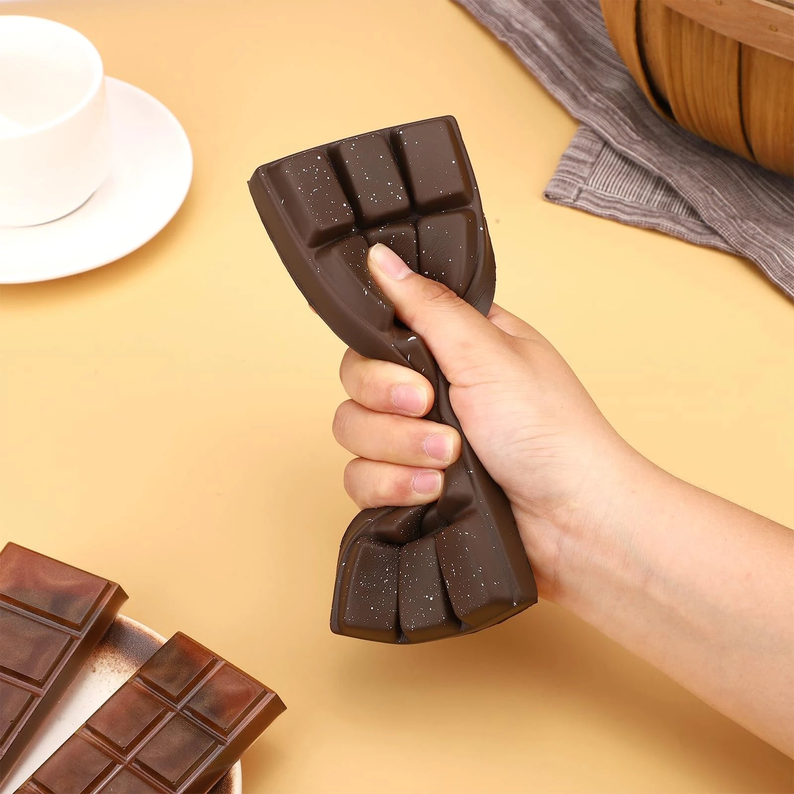 Soft Chocolate Bar Stress Relief Toy Large Squishy Fidget Toy Flexible Squeeze Sensory Toy Funny Gift for Kids and Adults