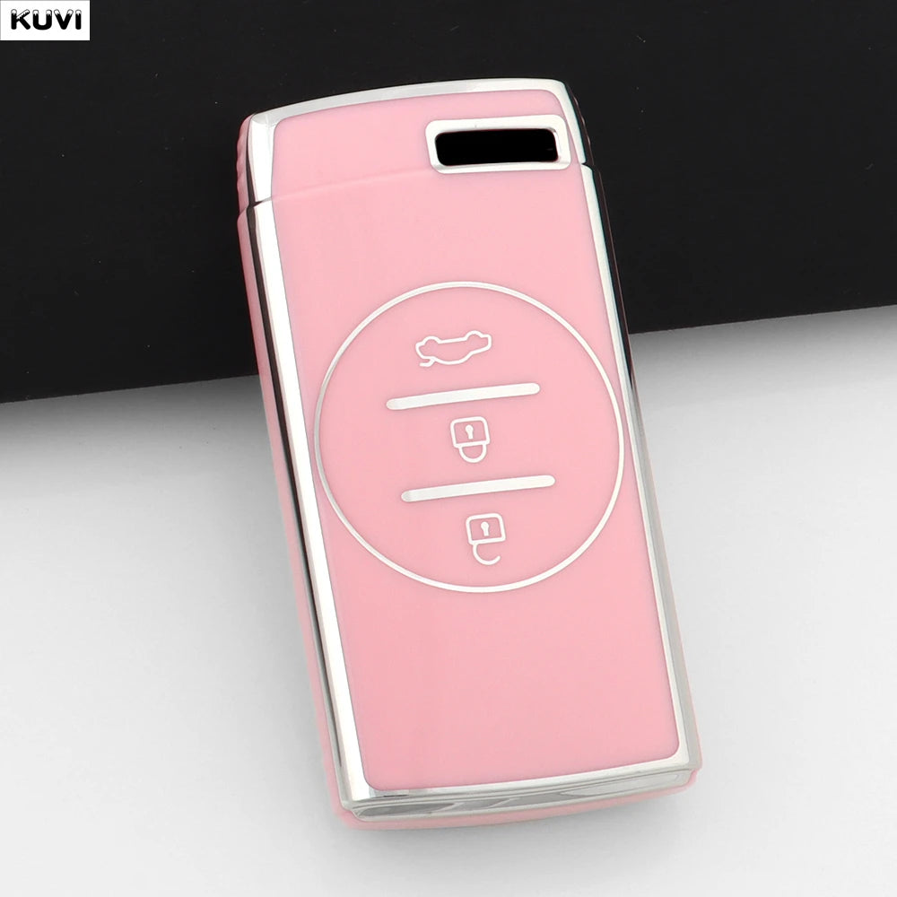 Pink TPU Car Remote Key Case Cover Fob Keychain Shell For Chery Tiggo 7 pro 8 Pro Exeed Tiggo 2 3x Arrizo 5 Pro Gx 5x EQ7 2021