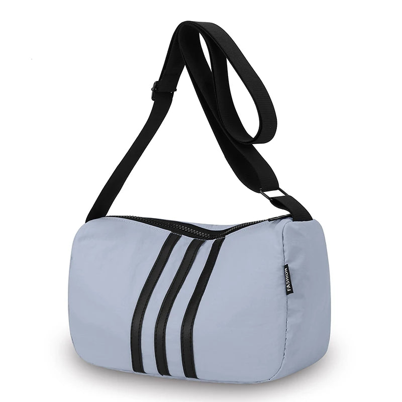 Crossbody Bag Women Large Capacity Nylon Striped Casual Sports Single Shoulder Purse Oxford Travel Handbag Outdoor Gym Luggage