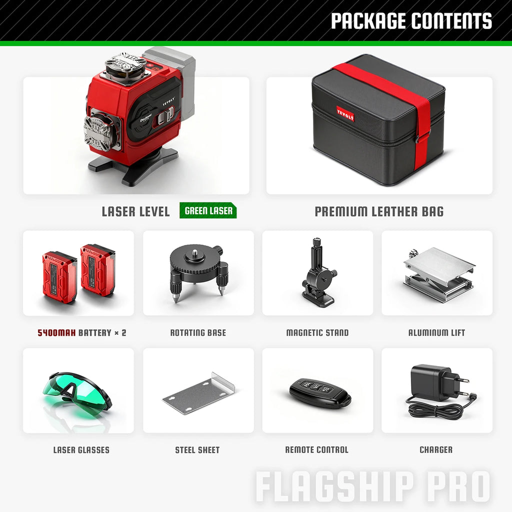 16 Line Laser Level Red/Green Dual Option Touch Control - Super Bright Auto Leveling 360° Rotating Window Anti-Blind Spot Tool