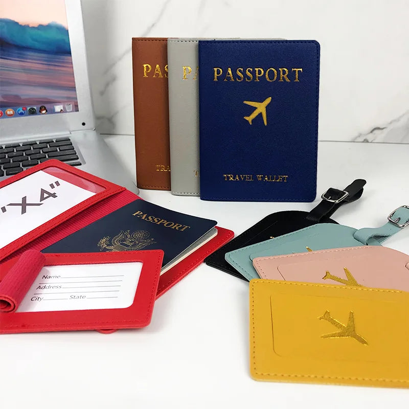 PU Leather Business Luggage Tag Suitcase Address Label Luggage Boarding Case Label Name ID Address Clip Travel Accessories
