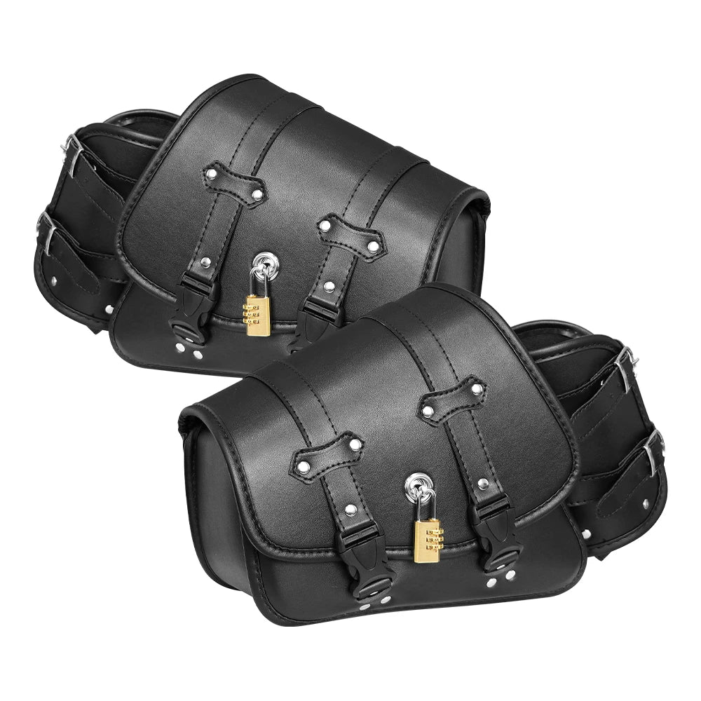 Sacs de selle de moto rétro pochette mallette de rangement valise de réservoir de bagages latéraux sacs en cuir PU/PVC