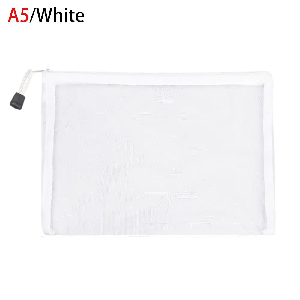 1pc Fashion Solid Color Makeup Cosmetic Handbags Coin Purse Transparent Grid Zipper Pencil Case Cosmetic Storage Mesh Pen Bag