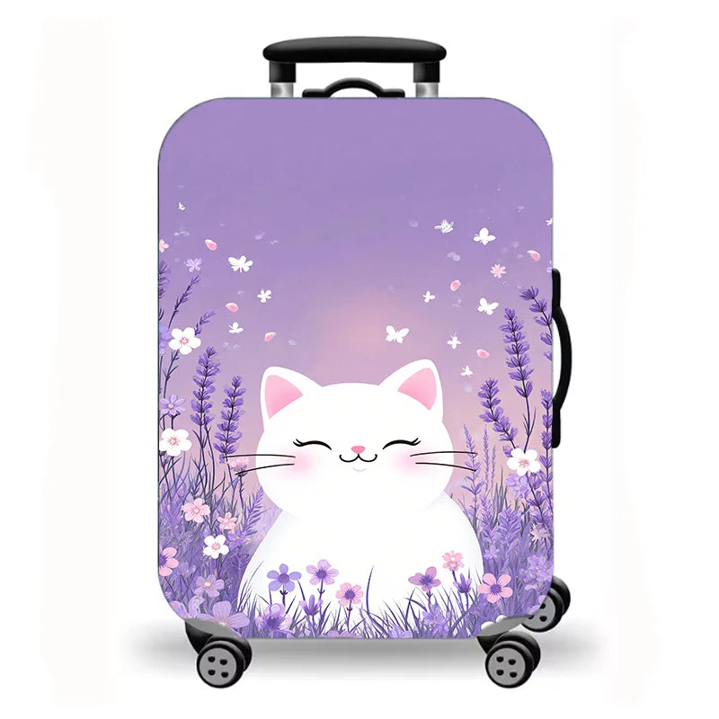 Luggage Cover, Cute Cartoon Cat Kitten Fantasy Print Stretch Suitcase Protector, Washable Anti-Scratch Travel Baggage Cover