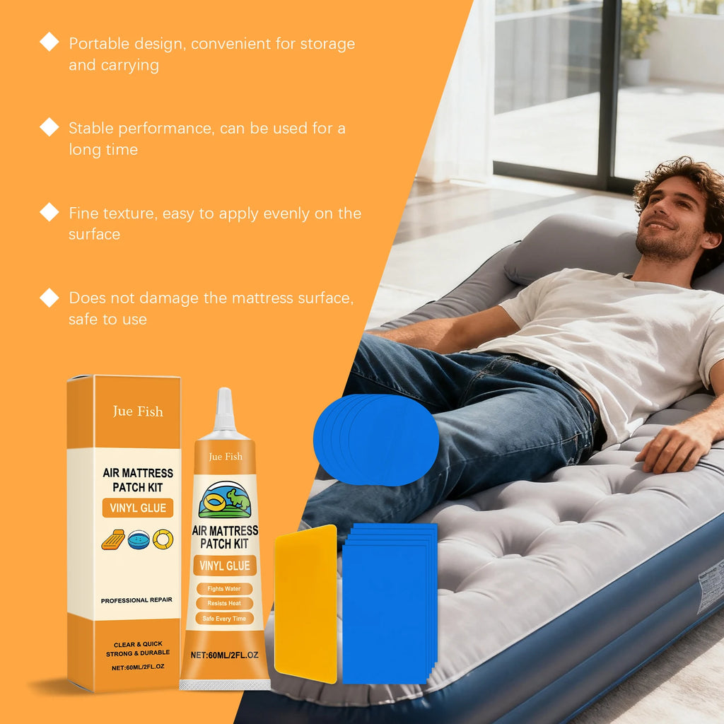 Inflatable Repair Kit Airbed Patch Glue Waterproof Sealant Pool Camping Bed Maintenance Strong Bond 60ml Vinyl Adhesive Seal Kit
