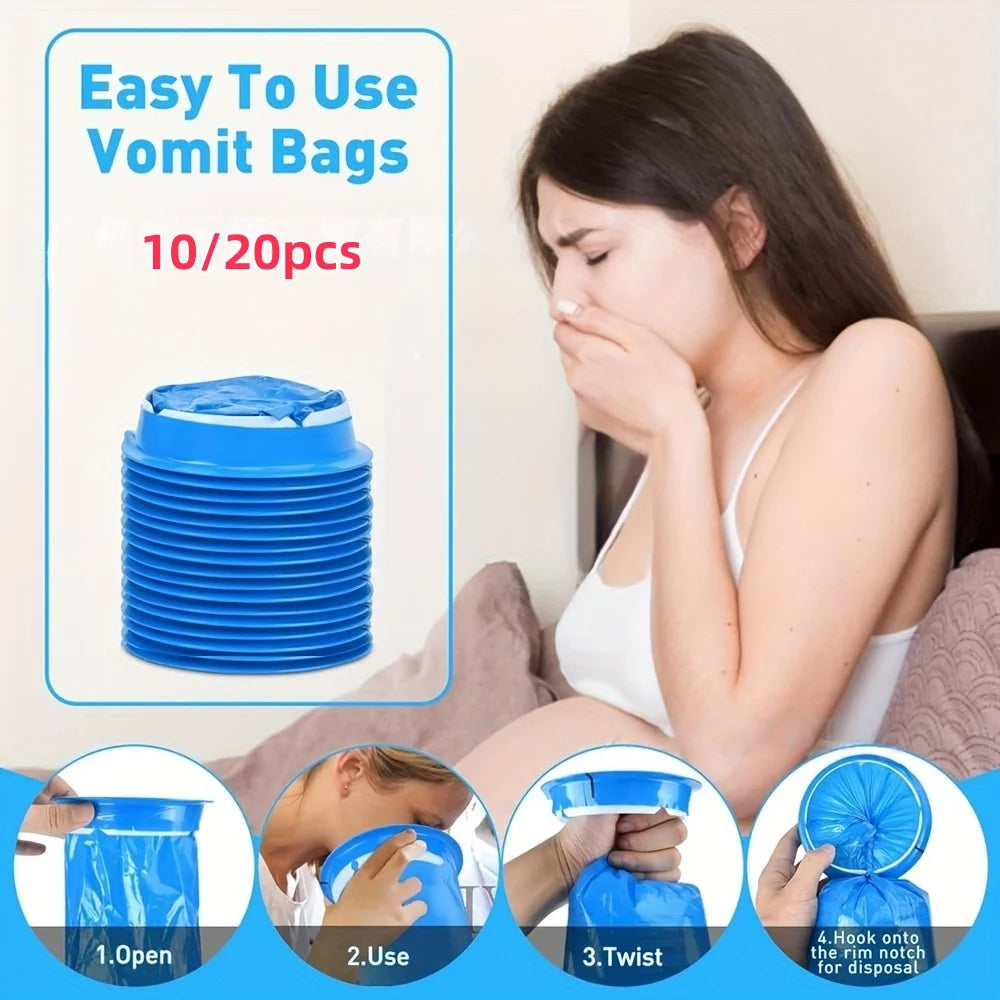 10/20PCS 1000ML Portable Disposable Travel Car Airplane Motion Sickness Nausea Vomit Cleaning Bag Clean Eco-Friendly Plastic Bag