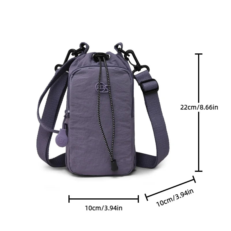 Sport Outdoor Lightweight Crossbody Bag Mobile Phone Bag Water Bottle Bag Nylon Shoulder Bag Drawstring Crossbody Bag