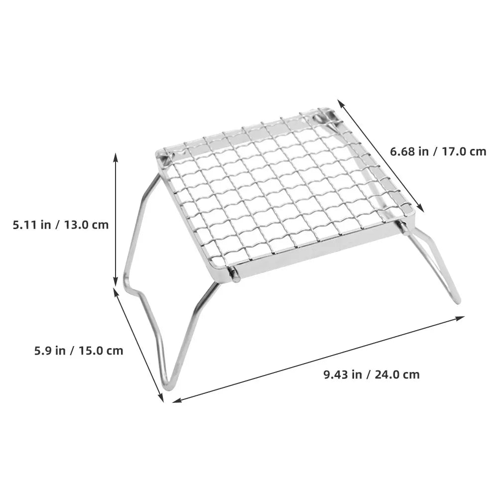 Folding Portable Stainless Steel Campfire .4x6.6 Inch Compact Outdoor Bbq Rack for Camping Picnics Hiking Tailgating