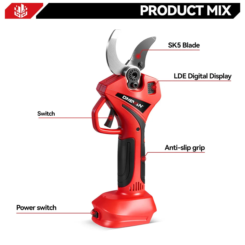 ONEVAN Brushless Electric Pruning Shear Cordless Portable Trimming Tree Cutting Garden Power Tool For Makita 18V Battery Pin