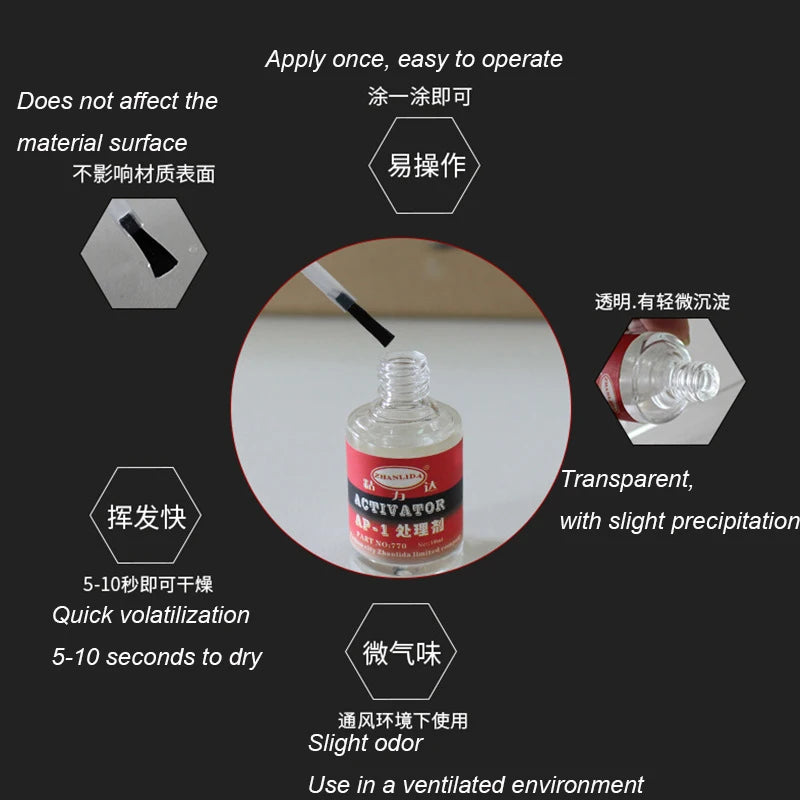 Colorless Primer Liquid Instant Glue Silicone Rubber Plastic Surface Primer PP PET PU Treatment Agent Increase Glue Strength