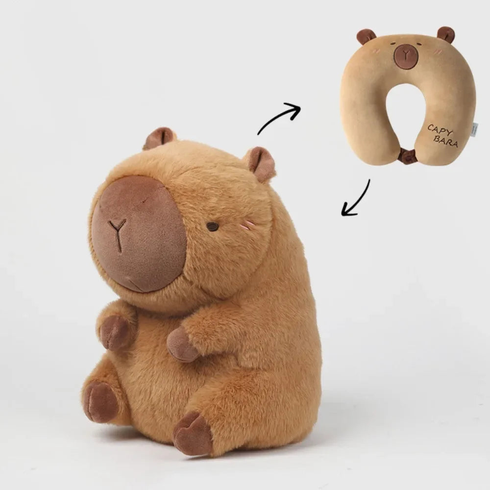 Cartoon U-Shaped Pillow Capybara Neck Pillow Car U-Shaped Neck Support Multifunctional Cervical Pillow