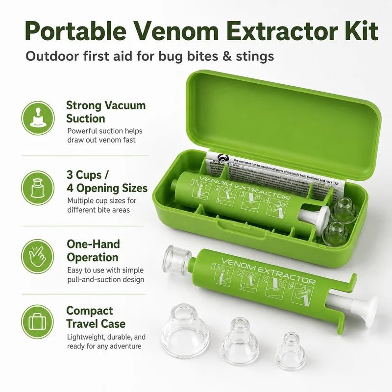 TINSOL Portable Outdoor First Aid Insect Bite Venom Suction Kit – Suitable for mosquito bee and wasp stings, camping, and hiking