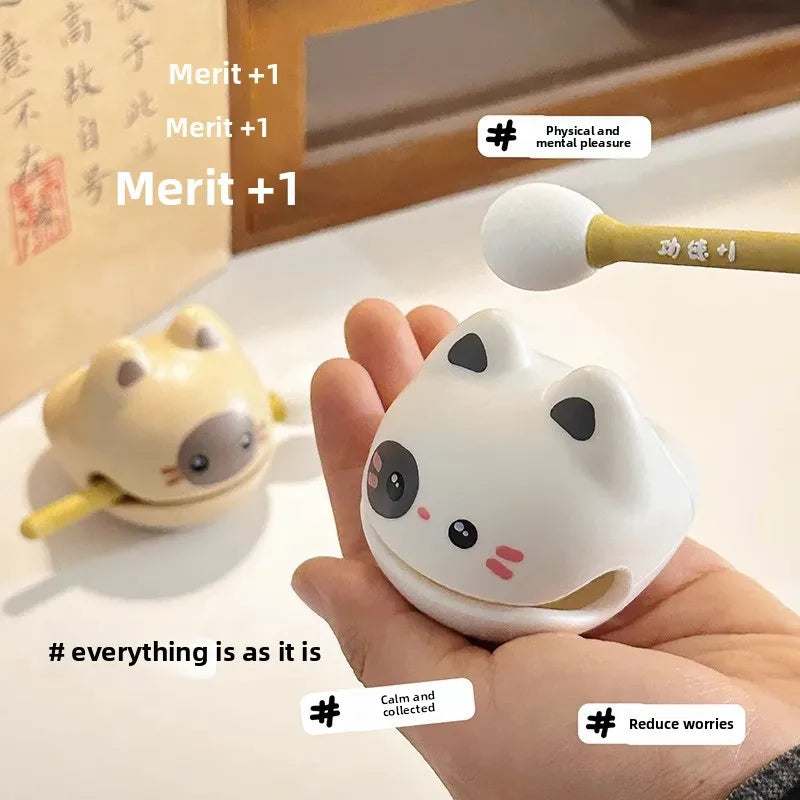 New-style stress-relief wooden fish striking calming ornament, popular netizen emotion-stabilizing toy, cute Buddhist-style
