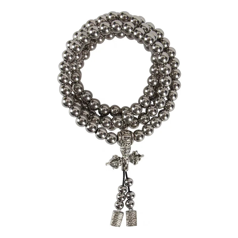 Stainless Steel Jewelry Male Bracelet Braided Link Buddha Beads Necklace Waist Chain Tactical Self Defense Whip Multi-fonction