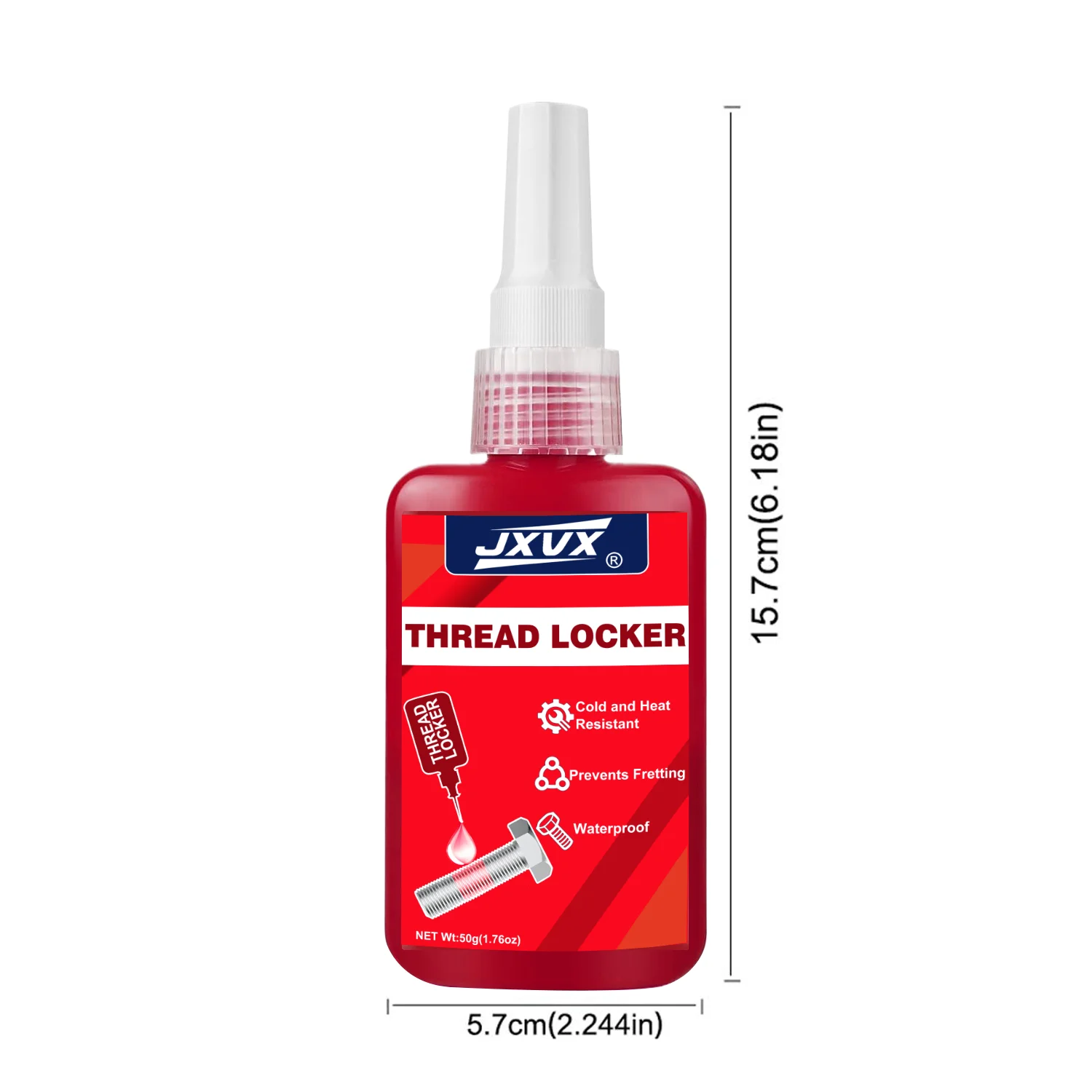50mlRed Thread Locking Agent - a detachable metal thread locking adhesive used on nuts, bolts and fasteners to prevent loosening