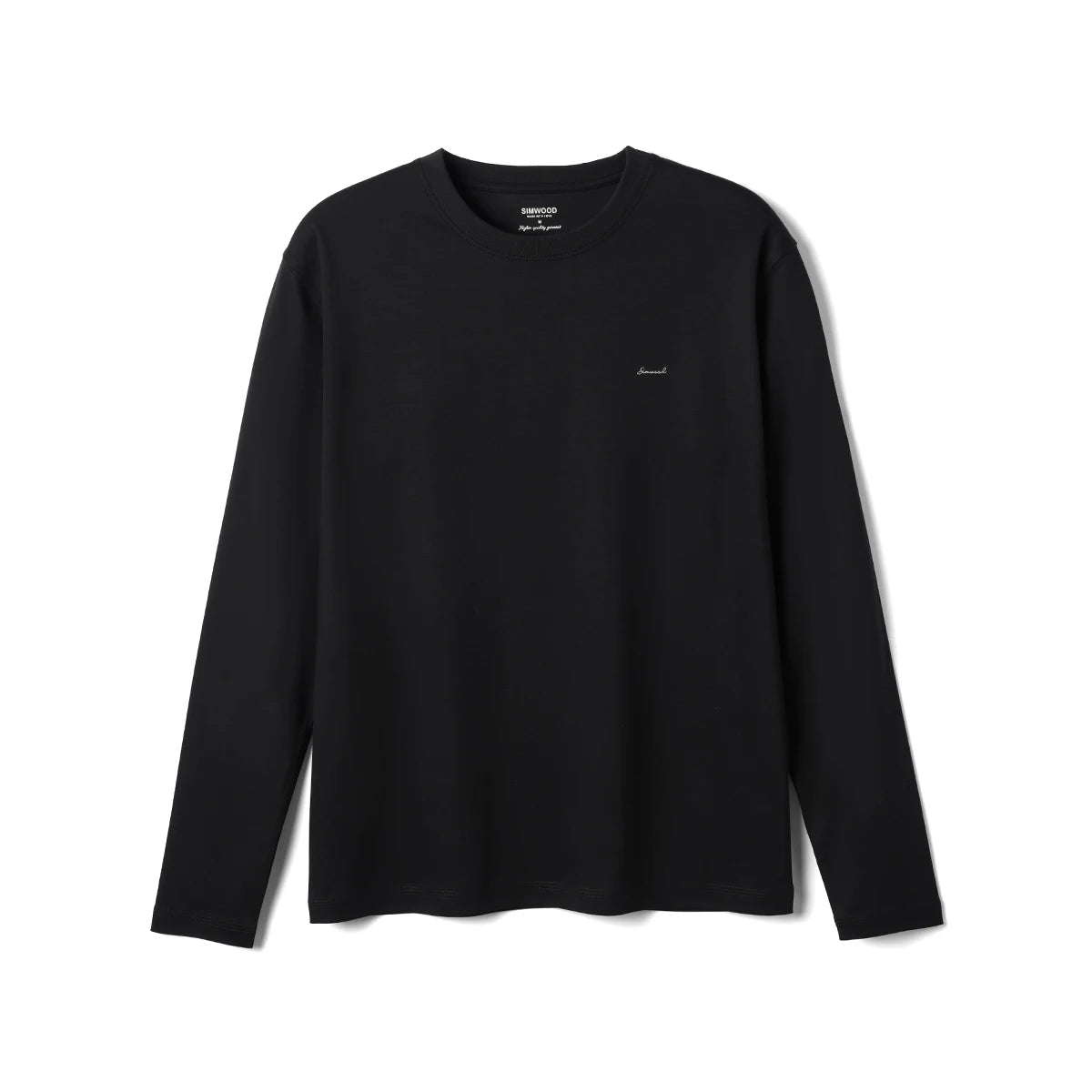 SIMWOOD Men's Liquid Ammonia Cotton T-Shirt 215gsm Ultra-Soft & Smooth Regular Fit Long Sleeve Top Silky Comfort Autumn For Men