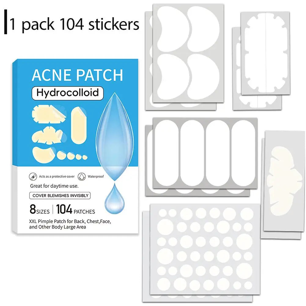 Large Pimple Patches Bulk for Face, 9 Styles Hydrocolloid Acne Patches for Covering Body, Forehead, Chin Blemishes Zit Breakouts