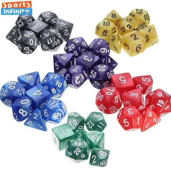7pcs/set Colorful Pearl Pattern Polyhedral Dice Number Dice Kit for DND PRTG RPG Running Team Table Board Game Dnd Dice Set