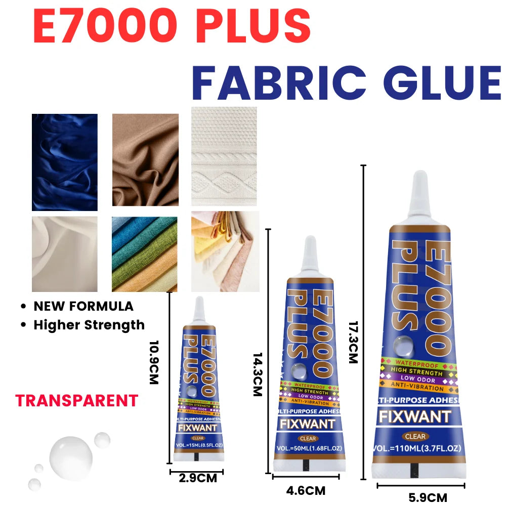E7000 PLUS Multi-Purpose Glue - Strong Flexible Bond for Fabric, Leather, Metal, Plastic, Wood, Jewelry DIY & Repairs
