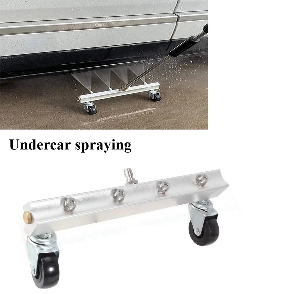 Wheeled Undercarriage Washer 4 Spray Nozzles Pressure Washer Chassis Cleaner 1/4 Quick Plug Car Under Frame Cleaning Accessory