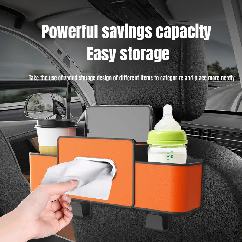 Car Backrest Storage Box Multi-Function Hanging Chair Back Organizer  Seat Back Tissue Box Universal  Vehicle Water Cup Holder