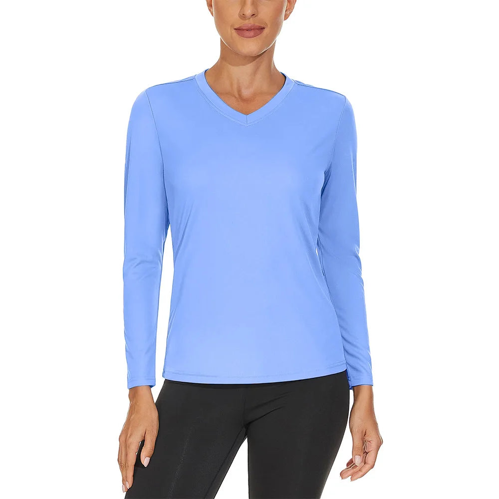 KEFITEVD UPF 50+ Women Long Sleeve T-shirts UV Sun Protection Outdoor Sport T Shirt Moisture Wicking Camping Hiking T-Shirts Tee