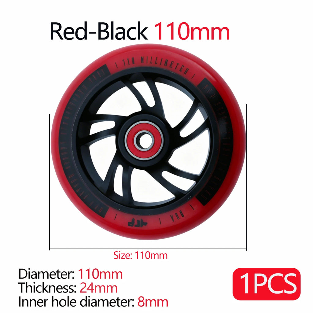 100/110/120mm Extreme Scooter Wheel, Aluminum Alloy Hub Impact Wear Resistant, Freestyle Racing Replacement Accessory