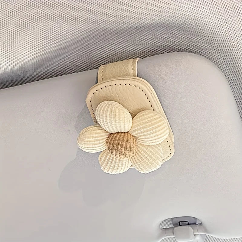 Car Sun Visor Eye Clamp Magnetic Floral Design Glasses Frame Car Sun Visor Clamp Decoration Multifunctional Bill Clip Women Auto