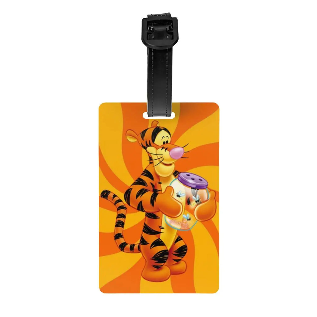 Custom My Friends Cartoon T-Tigger Pooh Luggage Tag Privacy Protection Baggage Tags Travel Bag Labels Suitcase