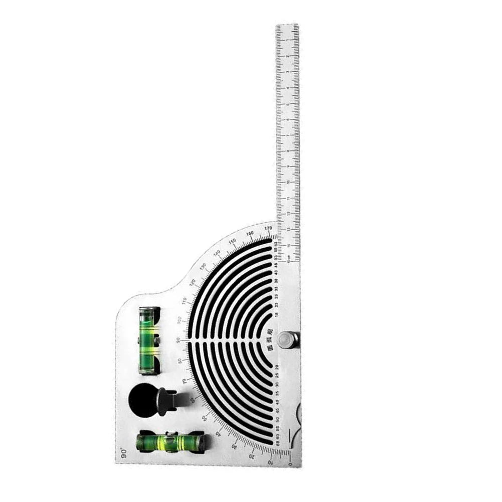 Multi-Function Stainless Steel Angle Measuring Tool Combining Protractor Level and Straightedge for Workshop Use