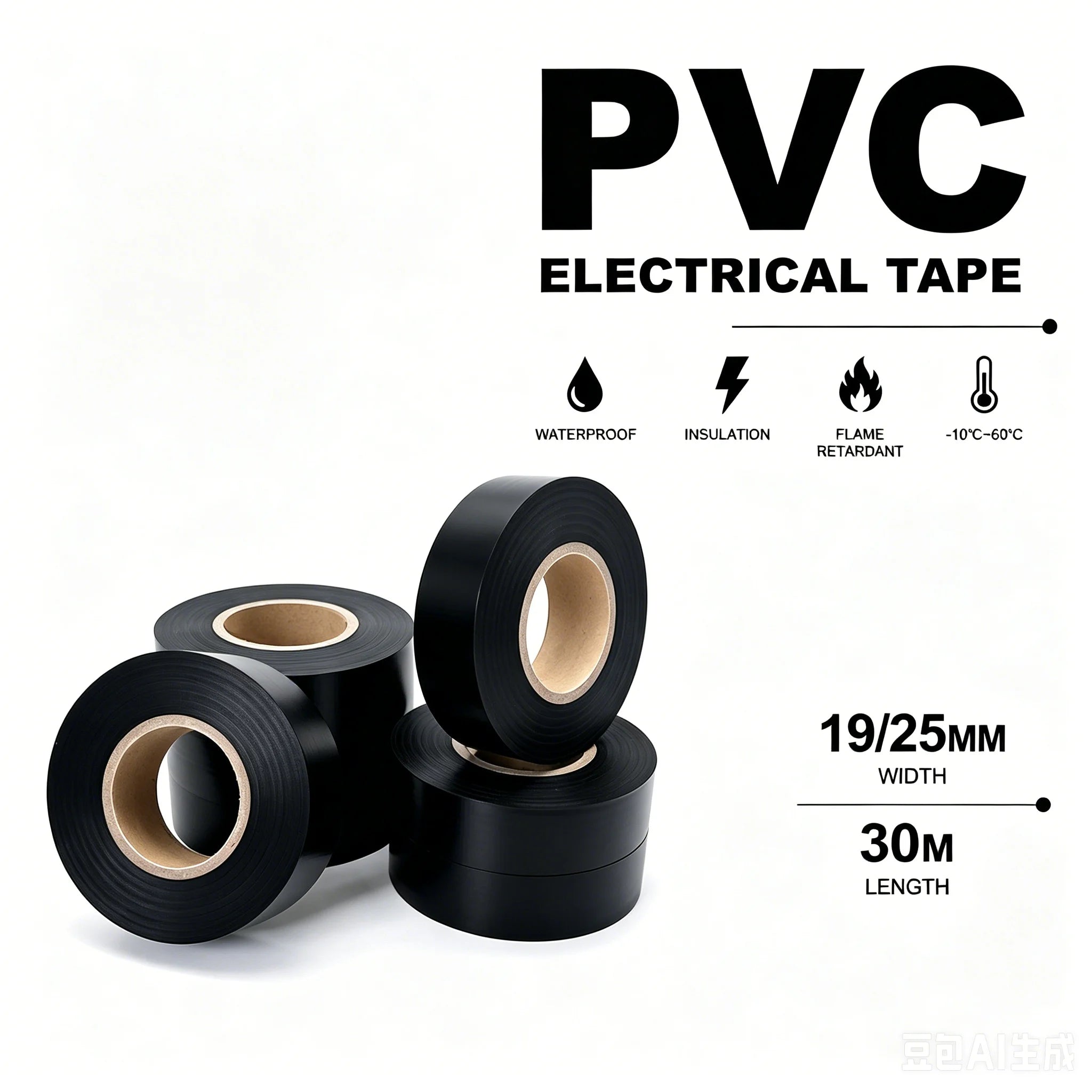 1/3/5Rolls PVC Tape Width 19/25MMx30M Moisture proof/anti-aging/electric leakage adhesive tape for wire connector