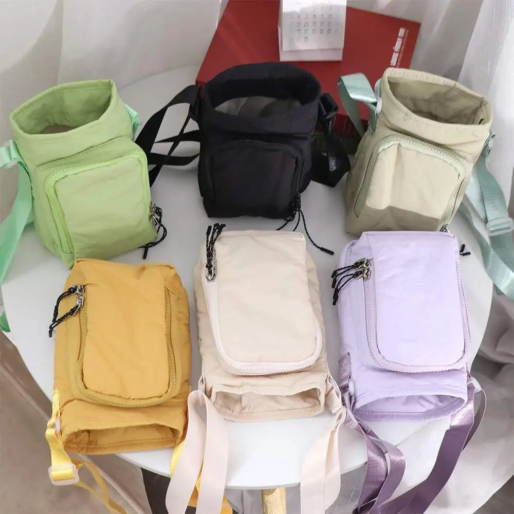 Shoulder Strap Water Bottle Carrier Bag Waterproof Front Pocket Water Bottle Holder Drawstring Open Top Handle
