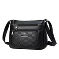 Fashion PU Leather Buying Vegetable Bag Black Large Capacity Middle-aged Mother's Bag Multi-layer Shoulder Messenger Bag Woman