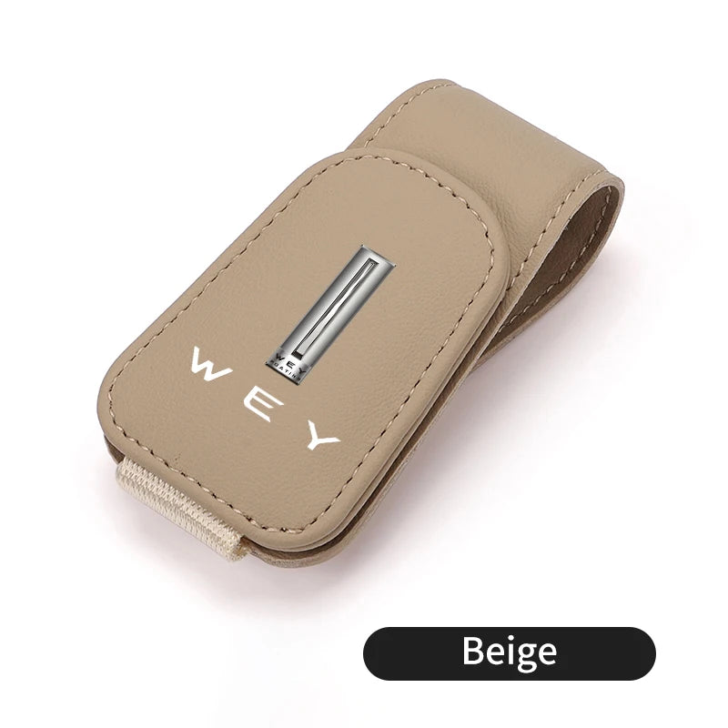 For WEY Car Visor Glasses Clip Leather Hidden Card Slot Organizer Tank 300 VV6 VV5 VV7 GT Mocha Splash Guard Mudguards