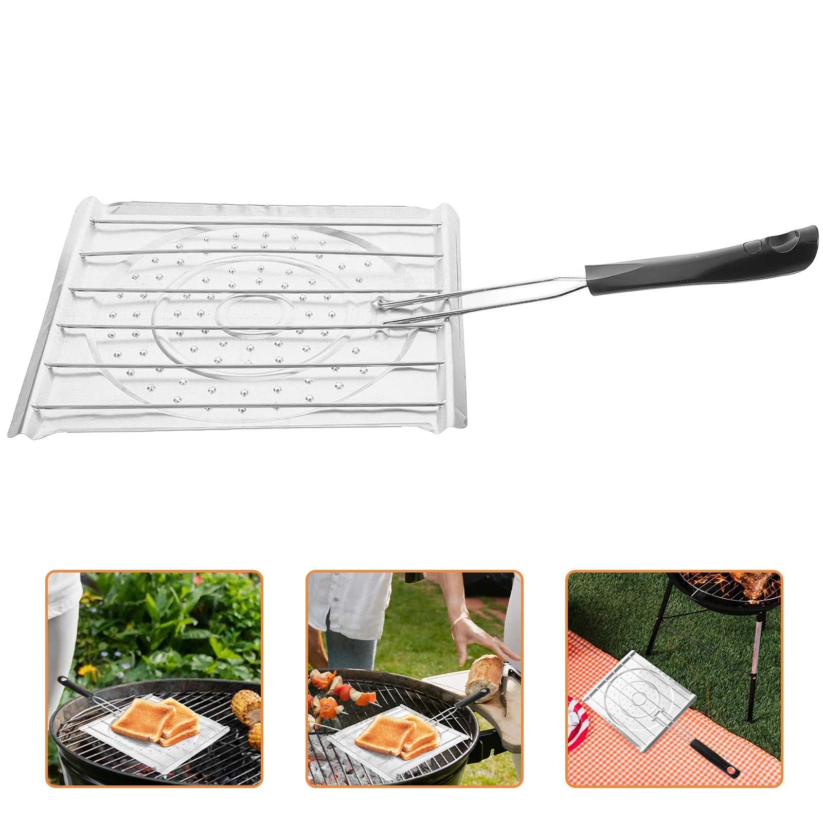 Grilling Table Tortilla Corn Toast Rack Fish Plastic Handle Camping Stove Toaster Silver Vegetables Arepa Toster