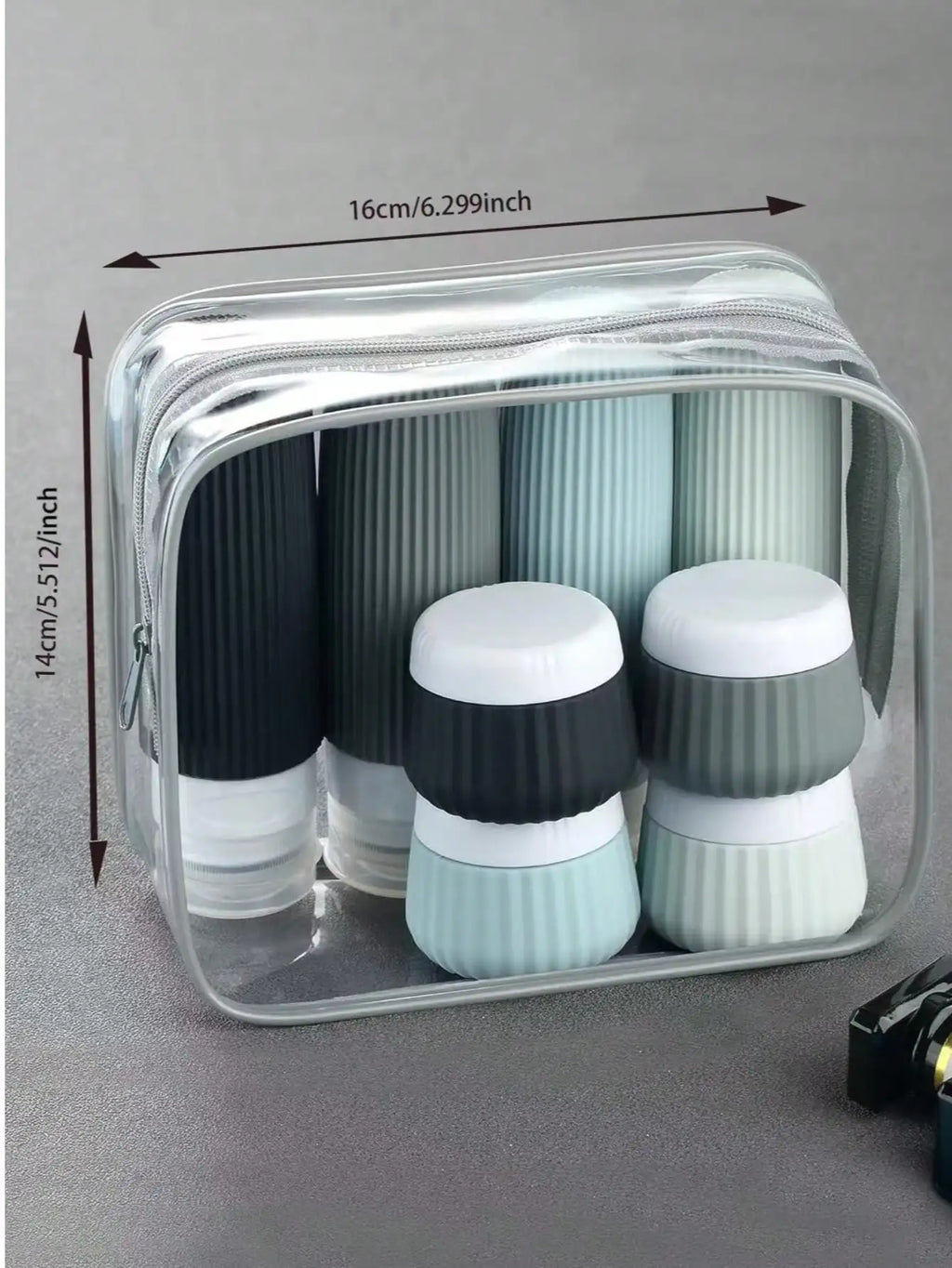 Travel Toiletry Bottles 【8Pcs】Set, 3 Ounces (about 85 Grams), Travel Toiletry Containers, Leak-Proof Squeezable Silicone Travel Essential Cream Jars. 【Travel】Seasonal and 【Ship and Plane】Travel Essentials