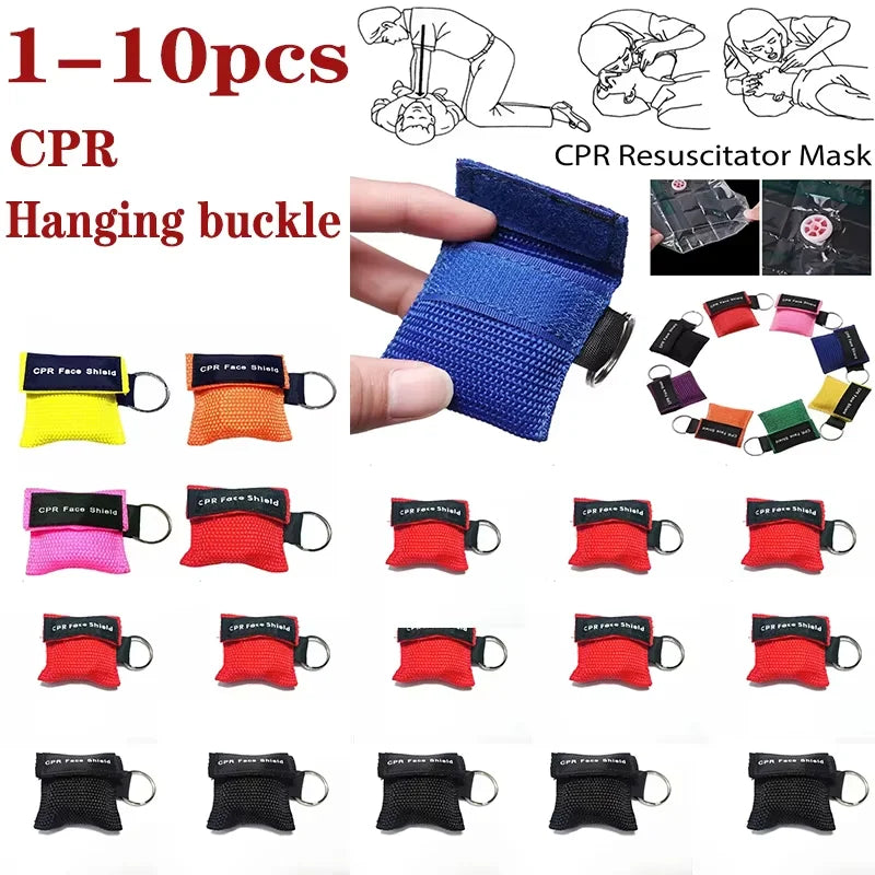 1~10pc Outdoor Rescue Health Care Tools Jetting Resuscitator MaskKey chain First Aid Emergency Face Shield CPR Mask Professional