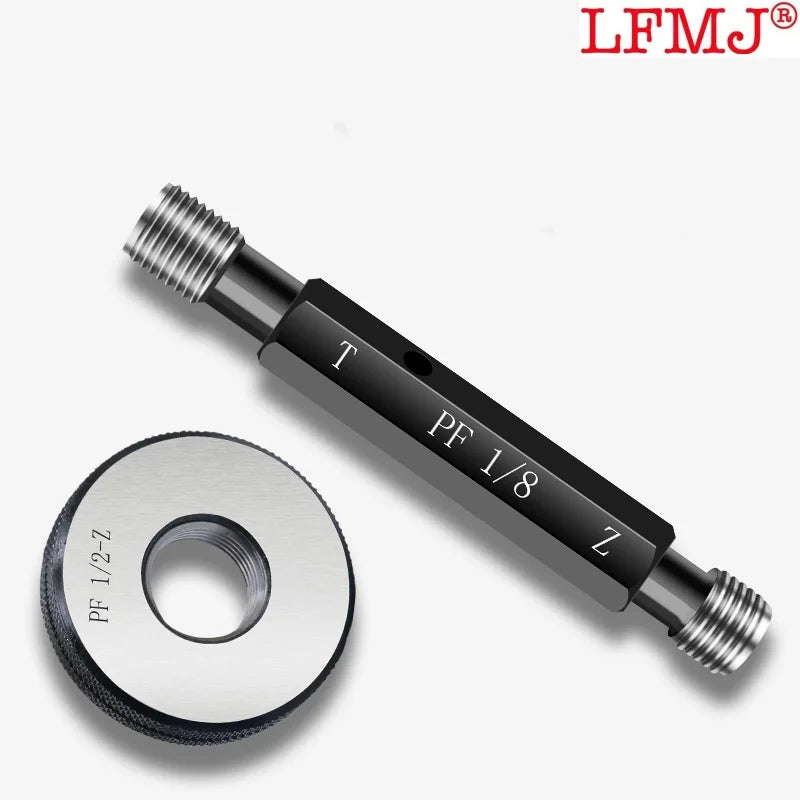 Straight Pipe PF 1PCS Thread Plug Gauge / 1SET(1*GO+1*NOGO) Thread Ring Gauge Measure Tool PF1/8 1/2 1/4 3/4 1''