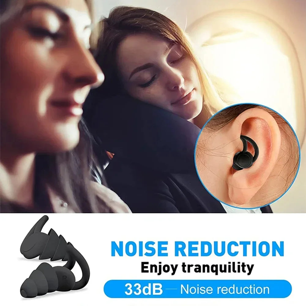 3 Layer Soft Reusable Ear Plugs For Sleep Silicone Noise Cancelling Hearing Protection Ear Plugs for Sleep