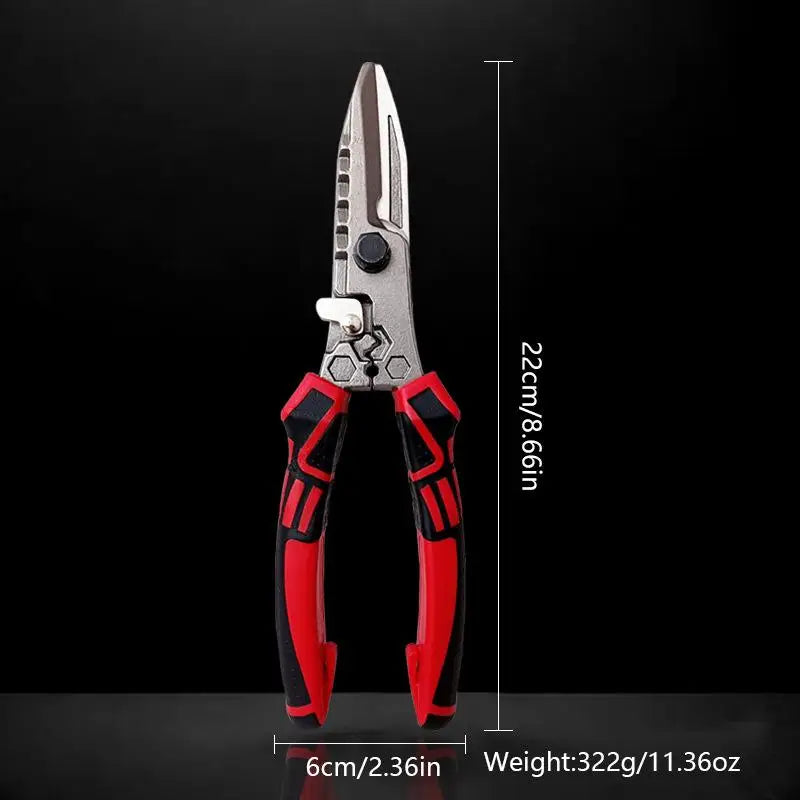 1Pc Multi-Functional Electrician Scissors, Crimping Wire Cutting Tool with Wrench Function for Metal Sheet and Cable Cutting
