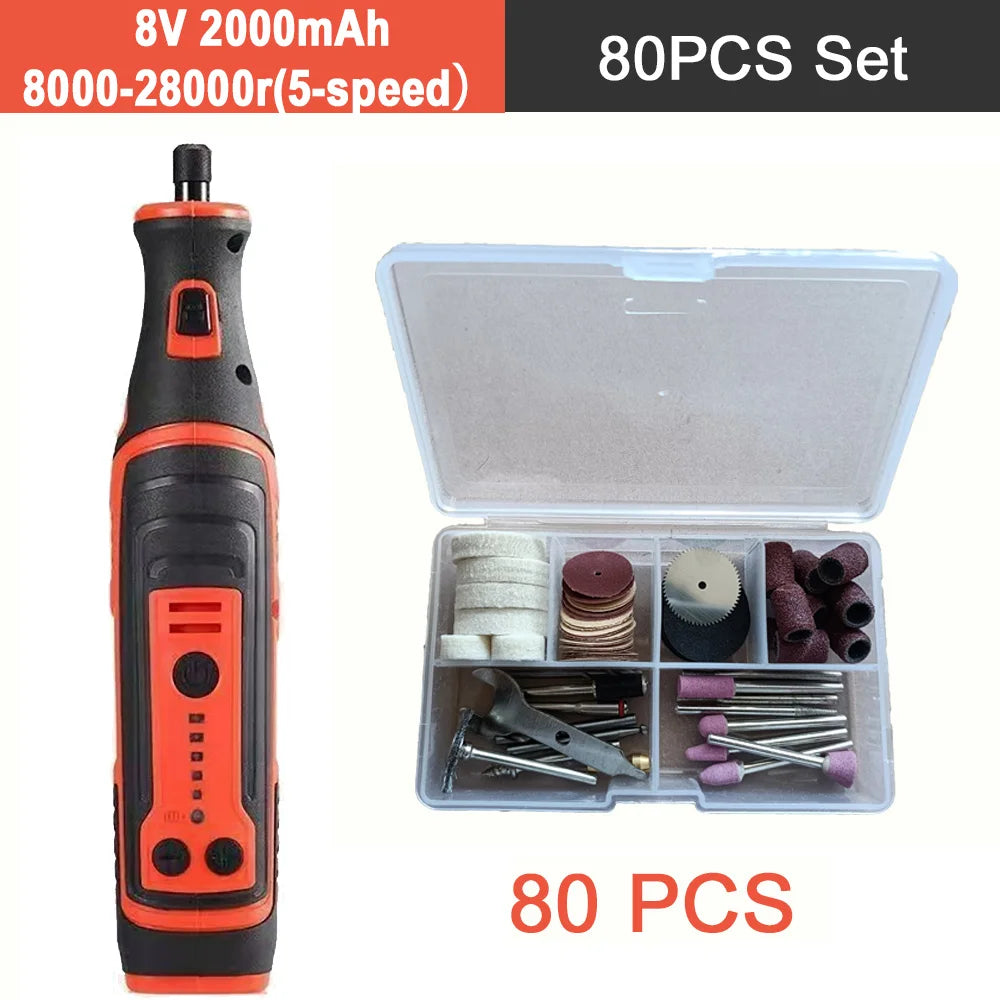 5000-20000r 4.2V Engraver Electric Drill Mini Grinder Engraving Pen Drilling Machine Cordless Rechargeable Micro Rotary Tool Kit