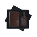 Customized Name PU Leather Crocodile Skin Pattern Luggage Tag + Passport Holder Gift Box Bag Accessories