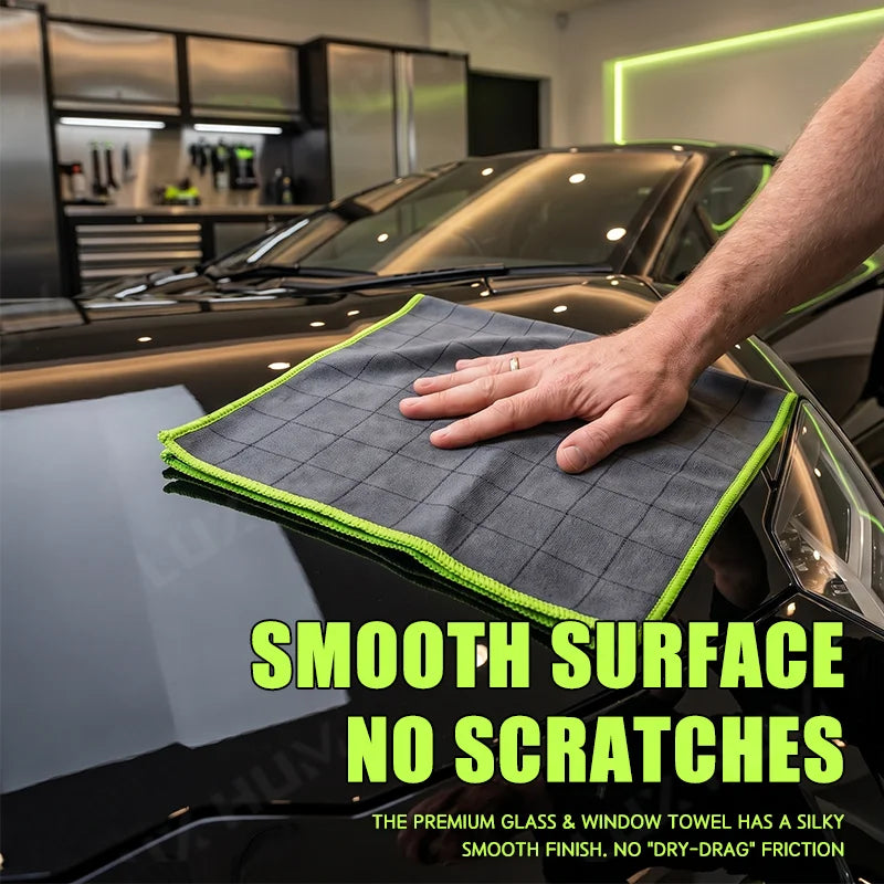 Carbon Fiber Car Cleaning Towel Lint-Free Streak-Free Soft Drying Cloth for Auto Detailing Multifunctional Window Glass Wash Rag